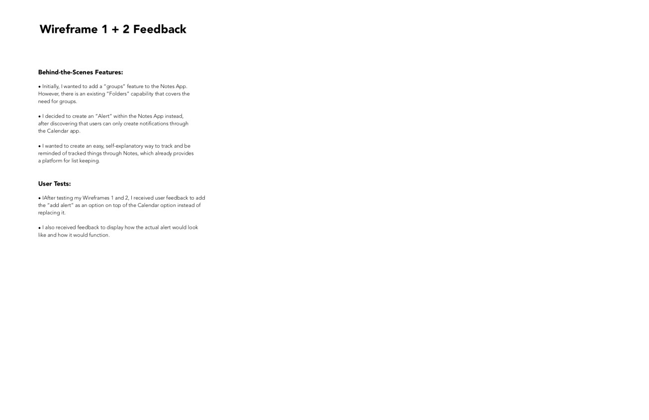 wireframe 1 and 2 feedback